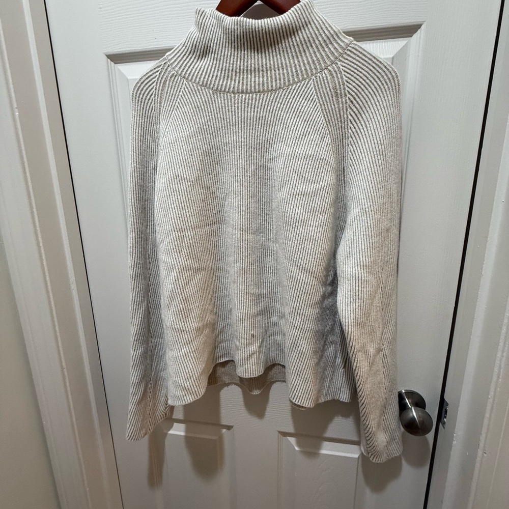 Cyrus Cream Ribbed Turtleneck Sweater